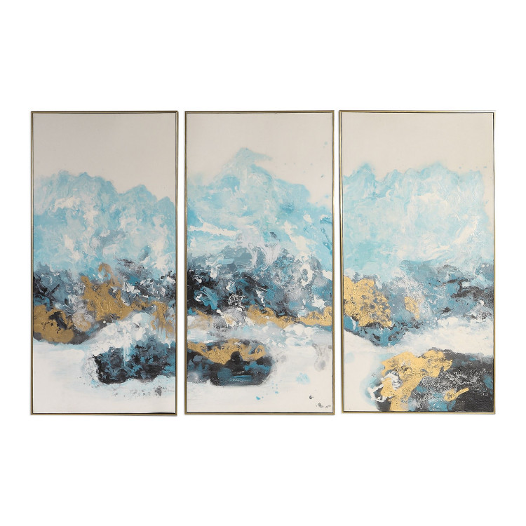 Uttermost - 34370 - Wall Art S/3 - Crashing Waves - Gold w/Black