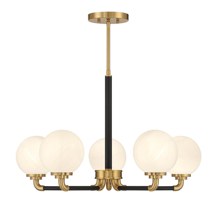 Savoy House - L1-9605-5-143 - Five Light Chandelier - Dresden - Matte Black w/ Warm Brass