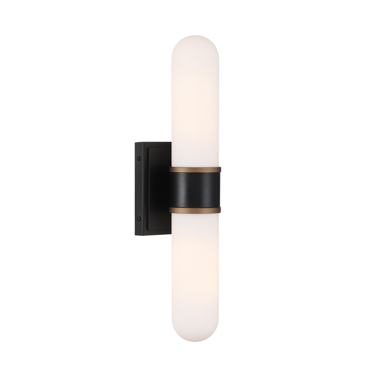Crystorama - CAP-8512-MK-TG - LED Wall Sconce - Capsule - Matte Black + Textured Gold