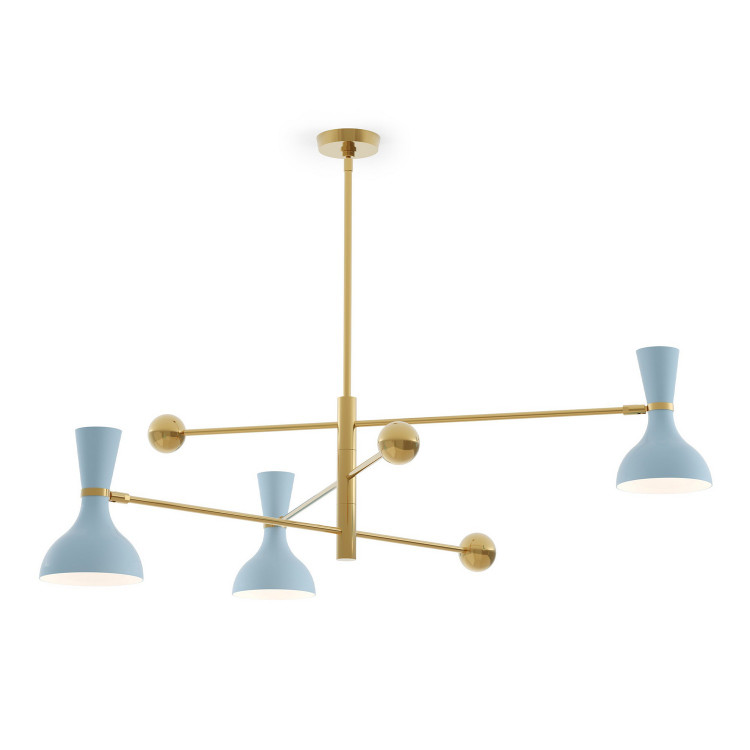 Robert Abbey - BB10BB - Three Light Pendant - Clare - Modern Brass w/Baby Blue Painted