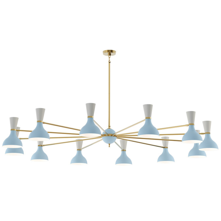 Robert Abbey - BB12LY - 12 Light Chandelier - Clare - Modern Brass w/Baby Blue Lily Painted