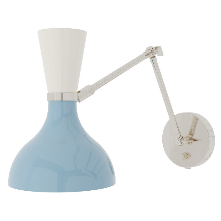 Robert Abbey - BB19LY - One Light Wall Sconce - Clare - Polished Nickel w/Baby Blue Lily Painted