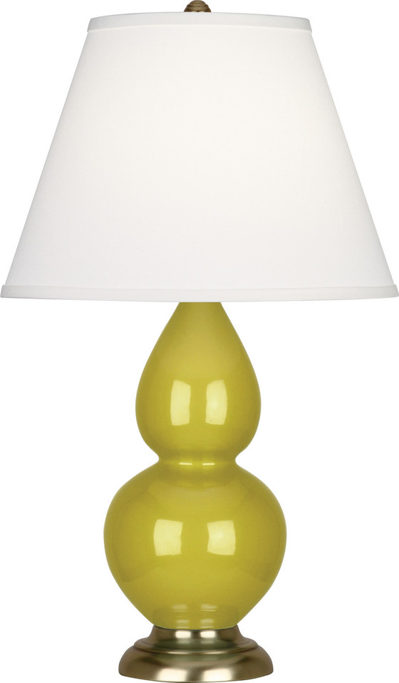 Robert Abbey - CI10X - One Light Accent Lamp - Small Double Gourd - Citron Glazed Ceramic w/Antique Natural Brass