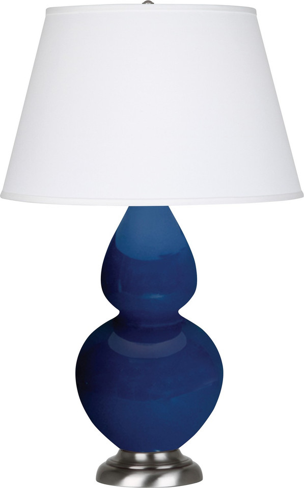 Robert Abbey - CT22X - One Light Table Lamp - Double Gourd - Cobalt Glazed Ceramic w/Antique Silver
