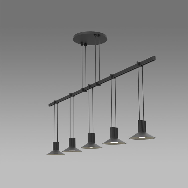 Sonneman - S1A36K-JR18XX12-RP11 - Five Light Linear Pendant - Suspenders® - Satin Black