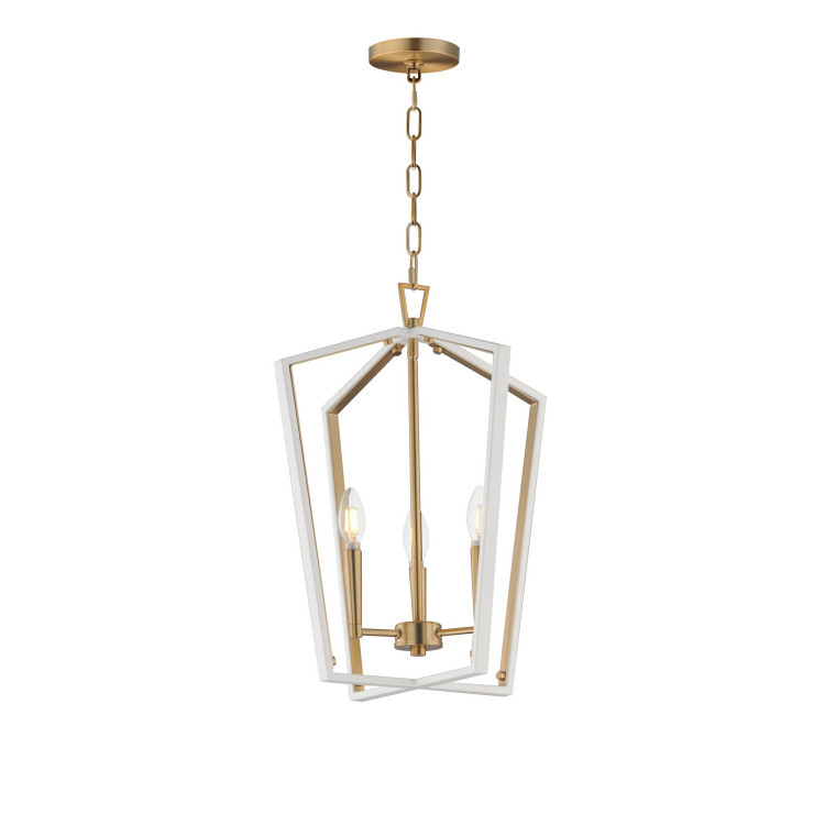 Maxim - 28613WTNAB - Three Light Pendant - Melrose - White/Natural Aged Brass