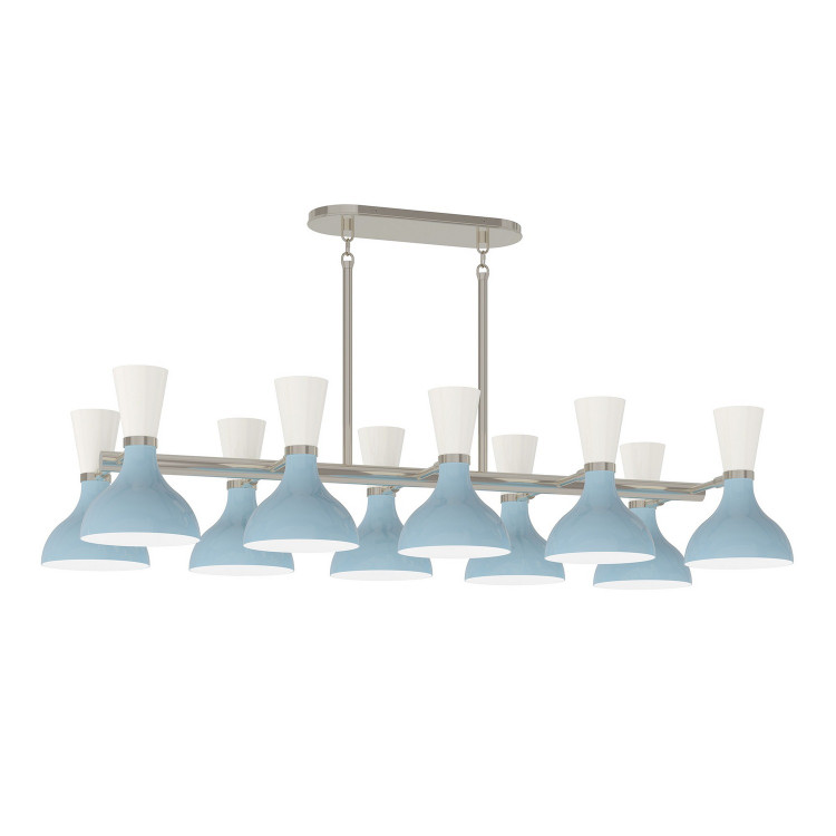 Robert Abbey - BB21LY - Ten Light Chandelier - Clare - Polished Nickel w/Baby Blue Lily Painted