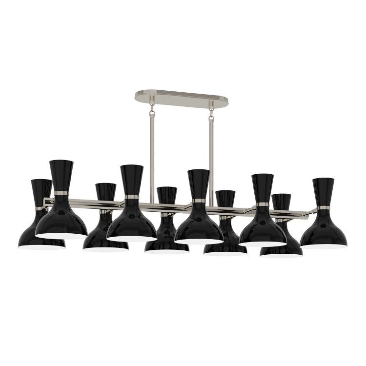 Robert Abbey - OS21OS - Ten Light Chandelier - Clare - Polished Nickel w/Obsidian Painted