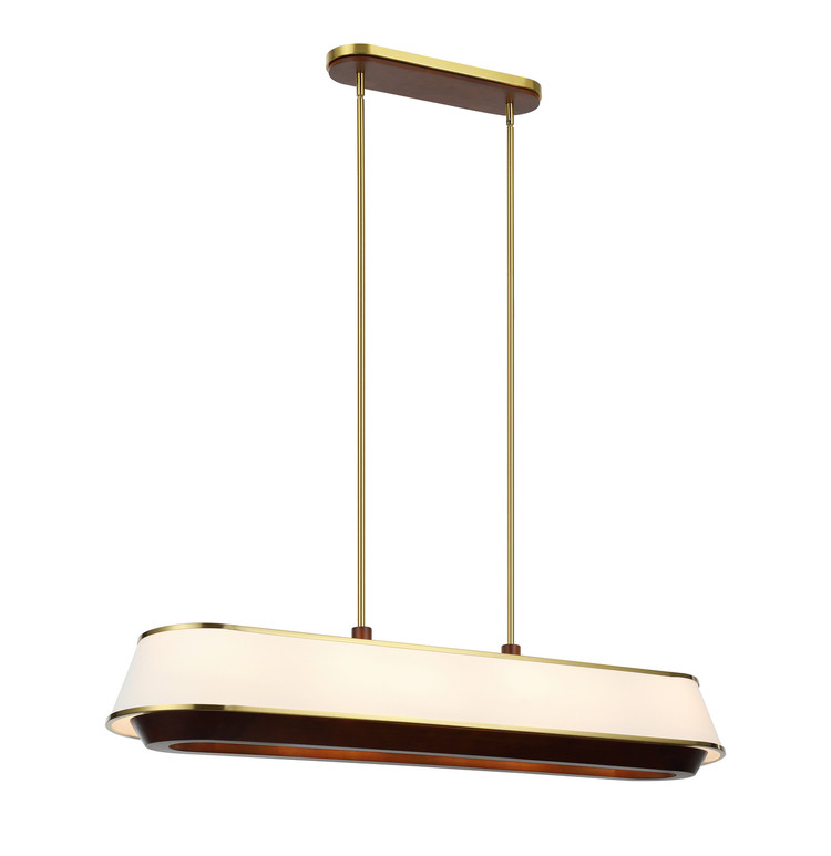 Varaluz - 520N06SBW - Six Light Linear Pendant - Desert Flyer - Satin Brass/Medium Walnut