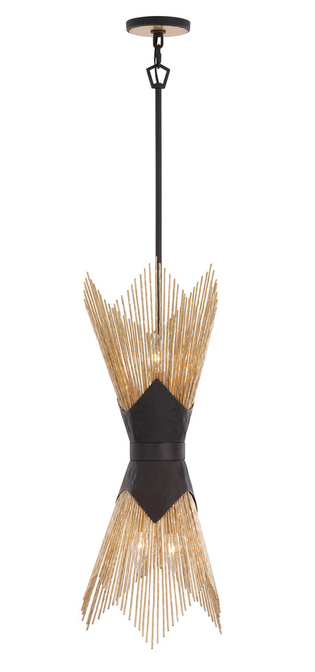 Varaluz - 570F04DBFG - Four Light Foyer Pendant - Aristocrat - Dark Bronze / French Gold