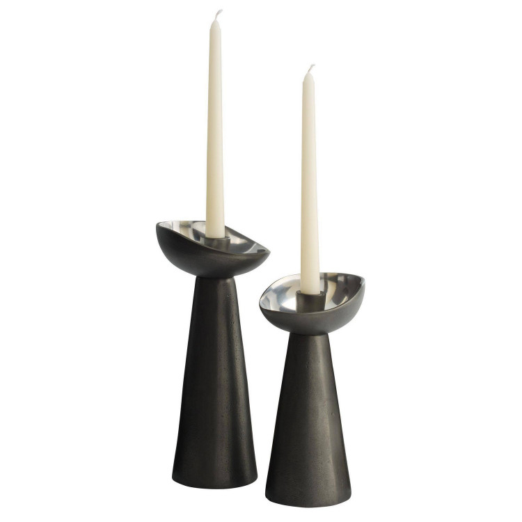 Arteriors - ACI09 - Candle Holders Set of 2 - Argemone - Blackened/Polished Silver