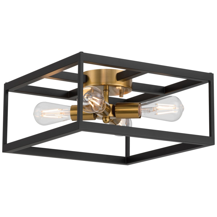 Access - 63046-BWA - Four Light Flush Mount - Nikki - Black w/Antique Brushed Brass