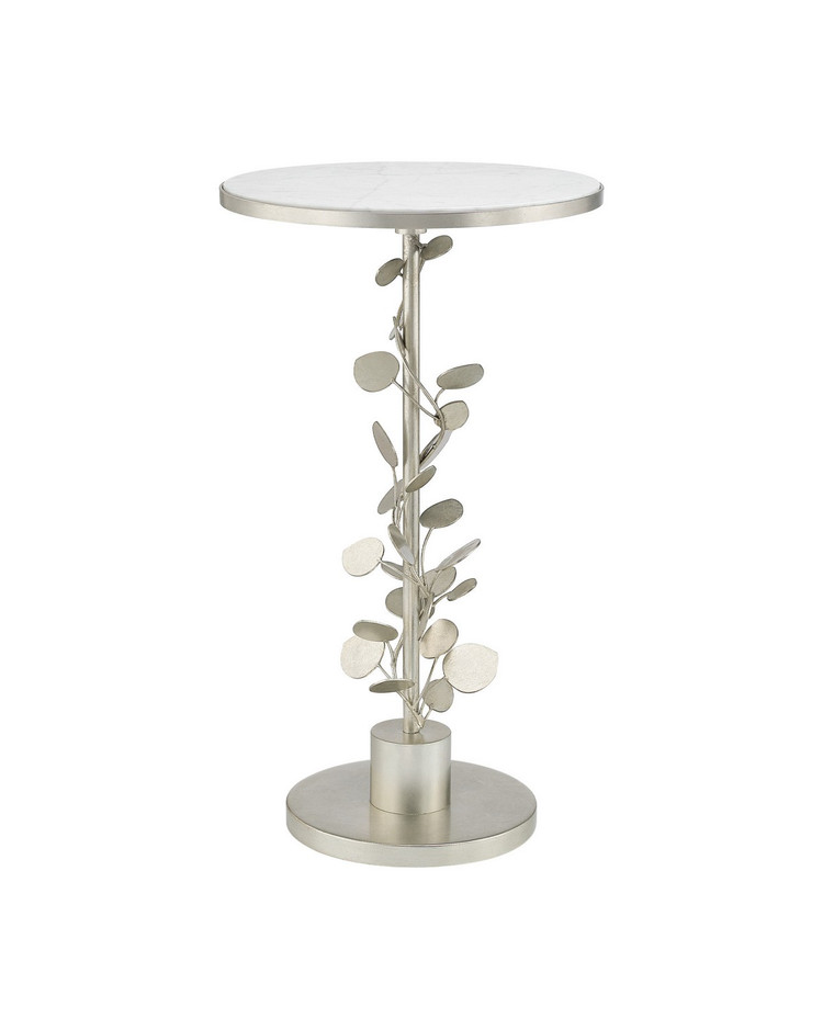 Currey and Company - 4000-0260 - Accent Table - Lunaria - Antique Silver Leaf / Natural