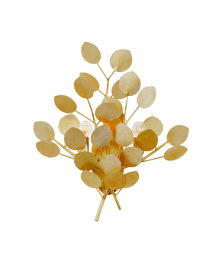 Currey and Company - 5000-0305 - Two Light Wall Sconce - Lunaria - Contemporary Gold Leaf