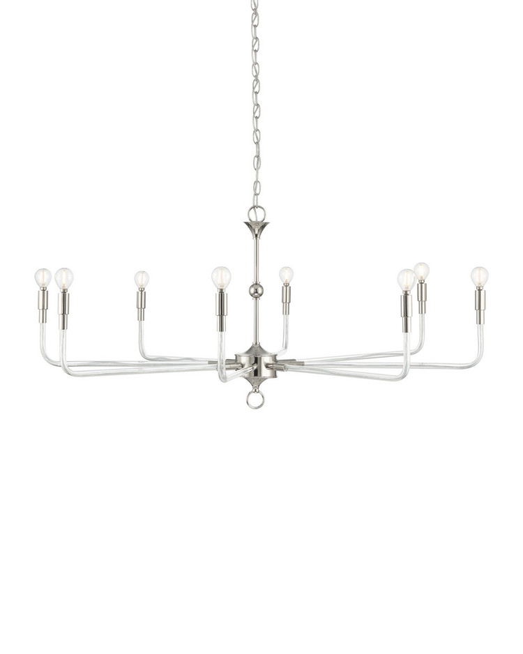 Currey and Company - 9000-1474 - Eight Light Chandelier - Nantucket - Polished Nickel / Clear