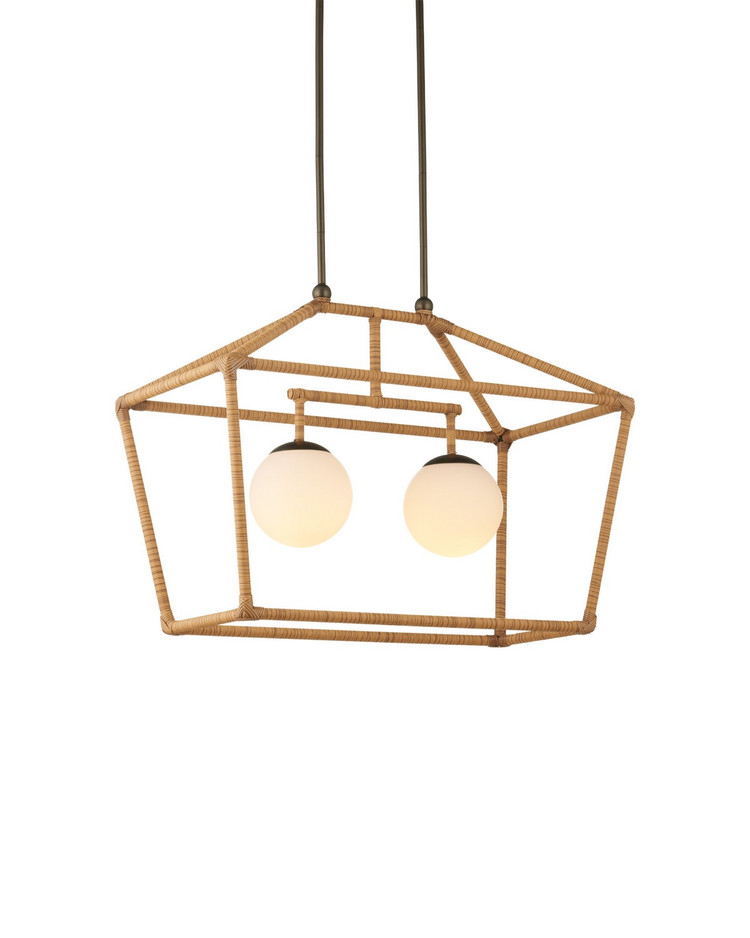 Currey and Company - 9500-0030 - Two Light Outdoor Lantern - Denison - Natural / Bronze / Frosted White