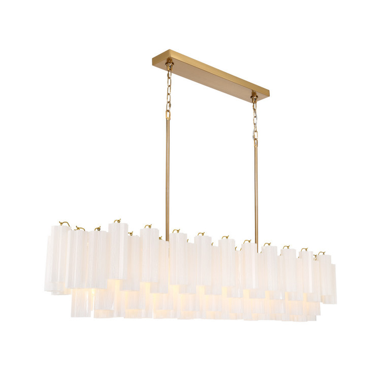 Crystorama - ADD-337-AG-WH - 16 Light Linear Chandelier - Addis - Aged Brass
