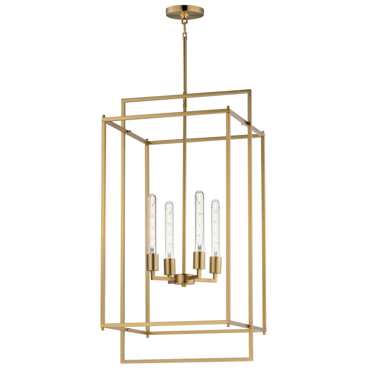 Maxim - 10413NAB - Four Light Pendant - Gridline - Natural Aged Brass