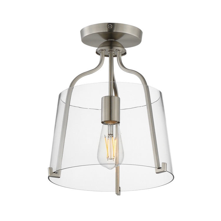 Maxim - 5681CLSN - One Light Semi-Flush Mount - Bellmore - Satin Nickel