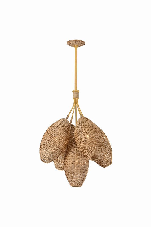Corbett Lighting - 598-27-VGL - Five Light Chandelier - Karpathos - Vintage Gold Leaf