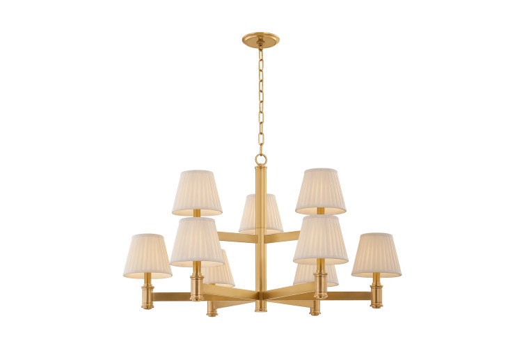 Hudson Valley - 3538-AGB - Nine Light Chandelier - Woodland Park - Aged Brass