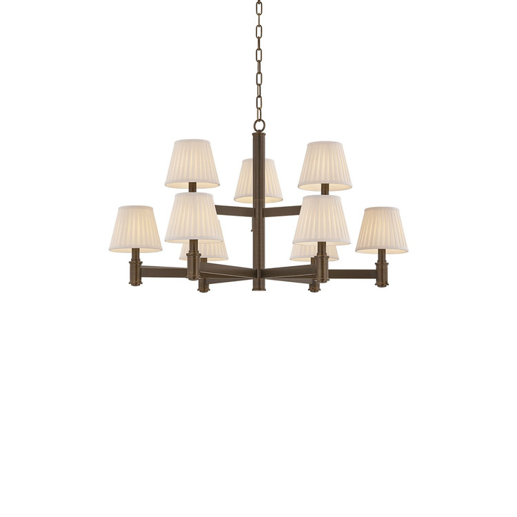 Hudson Valley - 3538-OWB - Nine Light Chandelier - Woodland Park - Old World Brass