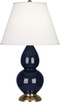 Robert Abbey - MB10X - One Light Accent Lamp - Small Double Gourd - Midnight Blue Glazed Ceramic w/Antique Natural Brass