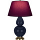 Robert Abbey - MB20P - One Light Table Lamp - Double Gourd - Midnight Blue Glazed Ceramic w/Antique Natural Brass