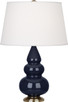 Robert Abbey - MB30X - One Light Accent Lamp - Small Triple Gourd - Midnight Blue Glazed Ceramic w/Antique Natural Brass