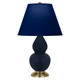 Robert Abbey - MMB50N - One Light Accent Lamp - Small Double Gourd - Matte Midnight Blue Glazed Ceramic w/Antique Natural Brass