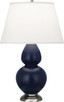 Robert Abbey - MMB59 - One Light Table Lamp - Double Gourd - Matte Midnight Blue Glazed Ceramic w/Antique Silver