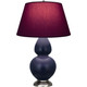 Robert Abbey - MMB59P - One Light Table Lamp - Double Gourd - Matte Midnight Blue Glazed Ceramic w/Antique Silver