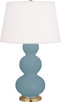 Robert Abbey - MOB40 - One Light Table Lamp - Triple Gourd - Matte Steel Blue Glazed Ceramic w/Antique Natural Brass