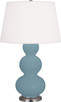 Robert Abbey - MOB42 - One Light Table Lamp - Triple Gourd - Matte Steel Blue Glazed Ceramic w/Antique Silver