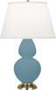 Robert Abbey - MOB55 - One Light Table Lamp - Double Gourd - Matte Steel Blue Glazed Ceramic w/Antique Natural Brass