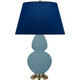 Robert Abbey - MOB55N - One Light Table Lamp - Double Gourd - Matte Steel Blue Glazed Ceramic w/Antique Natural Brass