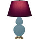 Robert Abbey - MOB55P - One Light Table Lamp - Double Gourd - Matte Steel Blue Glazed Ceramic w/Antique Natural Brass
