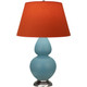 Robert Abbey - MOB59T - One Light Table Lamp - Double Gourd - Matte Steel Blue Glazed Ceramic w/Antique Silver