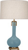 Robert Abbey - MOB92 - One Light Table Lamp - Athena - Matte Steel Blue Glazed Ceramic w/Aged Brass