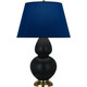Robert Abbey - MOS20N - One Light Table Lamp - Double Gourd - Matte Obsidian Glazed Ceramic w/Antique Natural Brass