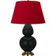 Robert Abbey - MOS20R - One Light Table Lamp - Double Gourd - Matte Obsidian Glazed Ceramic w/Antique Natural Brass