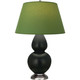 Robert Abbey - MOS22G - One Light Table Lamp - Double Gourd - Matte Obsidian Glazed Ceramic w/Antique Silver
