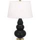 Robert Abbey - MOS30 - One Light Accent Lamp - Small Triple Gourd - Matte Obsidian Glazed Ceramic w/Antique Natural Brass