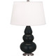 Robert Abbey - MOS32 - One Light Accent Lamp - Small Triple Gourd - Matte Obsidian Glazed Ceramic w/Antique Silver