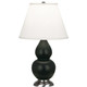 Robert Abbey - MOS52 - One Light Accent Lamp - Small Double Gourd - Matte Obsidian Glazed Ceramic w/Antique Silver