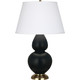 Robert Abbey - MOS55 - One Light Table Lamp - Double Gourd - Matte Obsidian Glazed Ceramic w/Antique Natural Brass