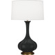 Robert Abbey - MOS94 - One Light Table Lamp - Pike - Matte Obsidian Glazed Ceramic w/Aged Brass