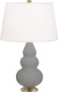 Robert Abbey - MST30 - One Light Accent Lamp - Small Triple Gourd - Matte Smokey Taupe Glazed Ceramic w/Antique Natural Brass
