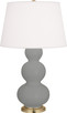 Robert Abbey - MST40 - One Light Table Lamp - Triple Gourd - Matte Smokey Taupe Glazed Ceramic w/Antique Natural Brass