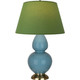 Robert Abbey - OB20G - One Light Table Lamp - Double Gourd - Steel Blue Glazed Ceramic w/Antique Natural Brass